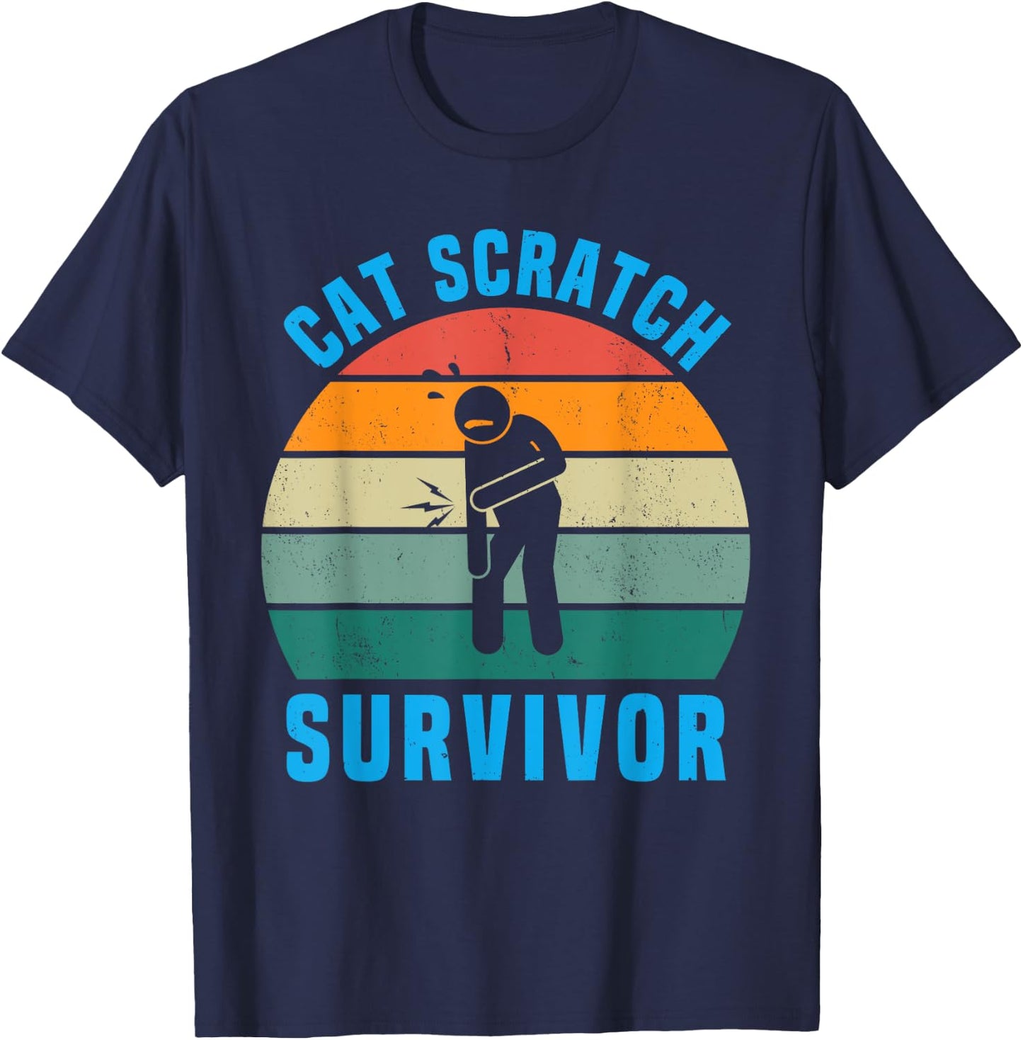Cat Scratch Survivor I Survived a Feline Scratch Vintage T-Shirt - T-Shirt | Navy