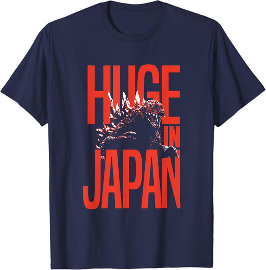 Godzilla Huge in Japan Red Text Monster Movie T-Shirt - T-Shirt | Navy
