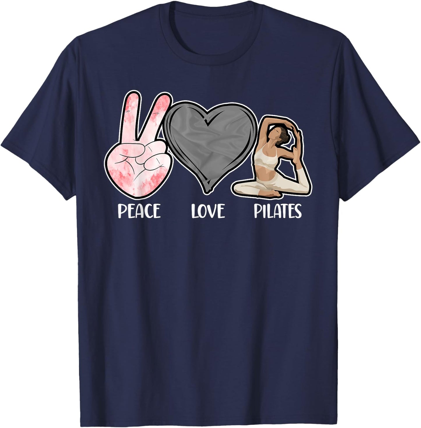 Pilates Instructor Teacher Peace Pilates T-Shirt - T-Shirt | Navy