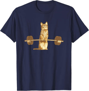 Cat Deadlifts Meow Weightlifting Bodybuilding Gym T-Shirt - T-Shirt | Navy