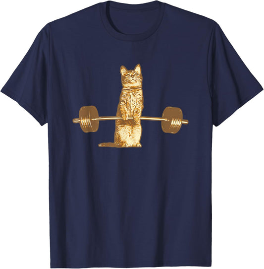 Cat Deadlifts Meow Weightlifting Bodybuilding Gym T-Shirt - T-Shirt | Navy