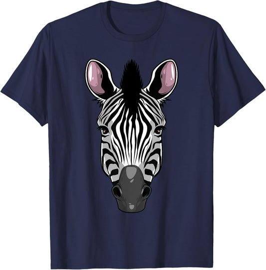 Funny Zebra Print Designs Women Stripe Equine Safari T-Shirt - T-Shirt | Navy