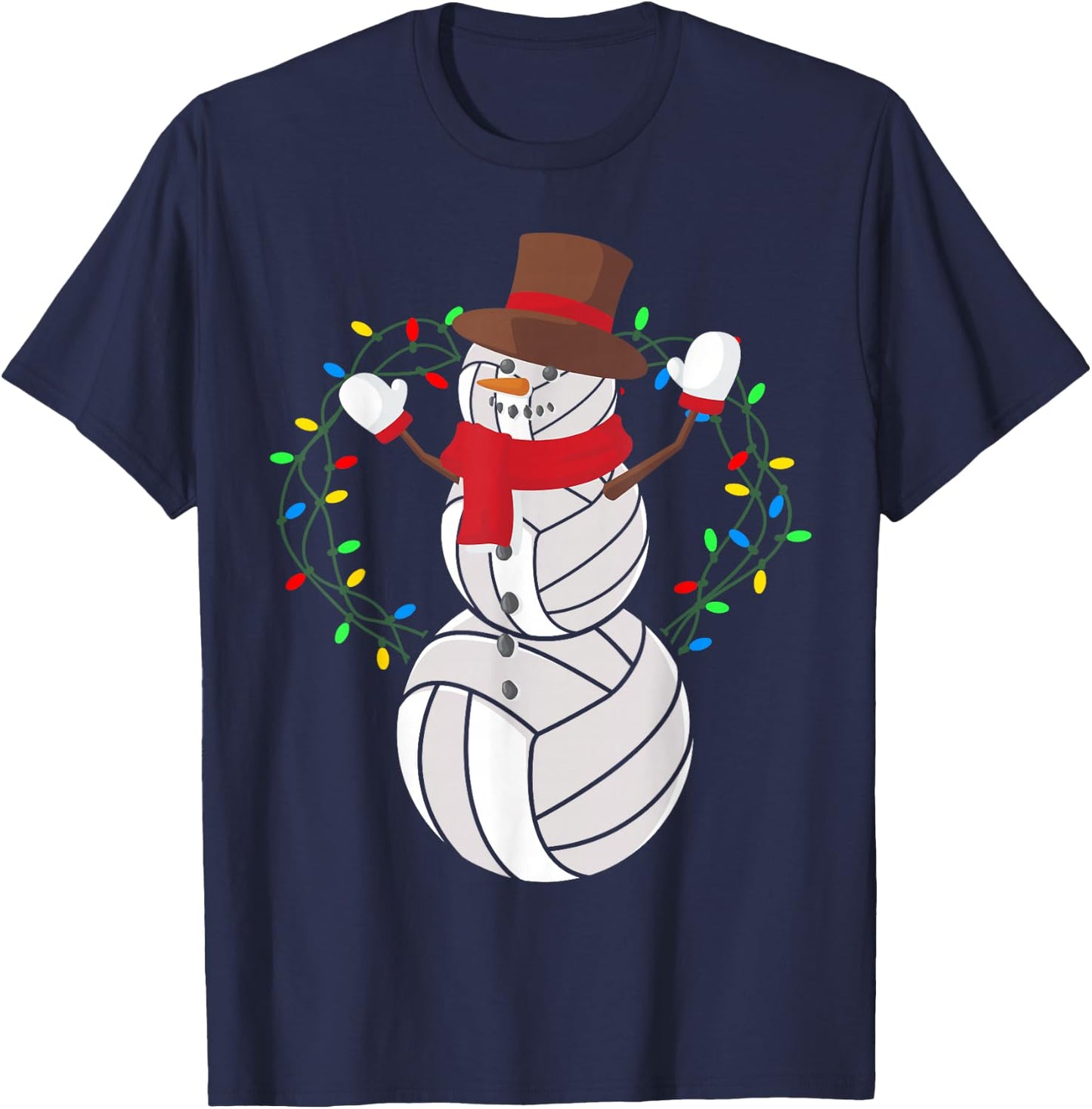 Volleyball Player Snowman Merry Xmas Christmas Day T-Shirt - T-Shirt | Navy