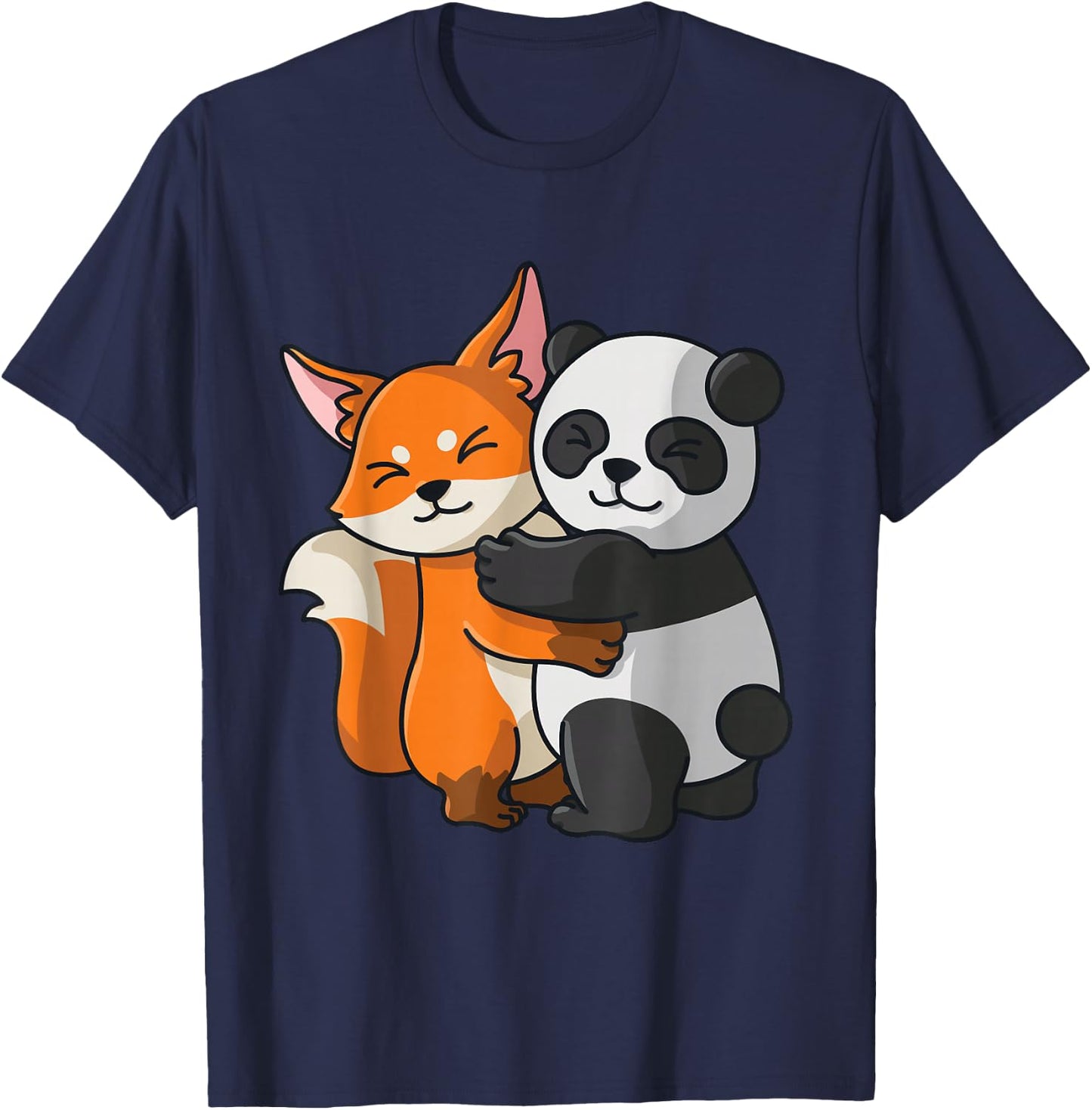 Fox with panda, love, cute animals T-Shirt - T-Shirt | Navy