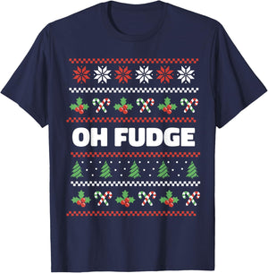 Oh Fudge Ugly Christmas Sweater T-Shirt - T-Shirt | Navy