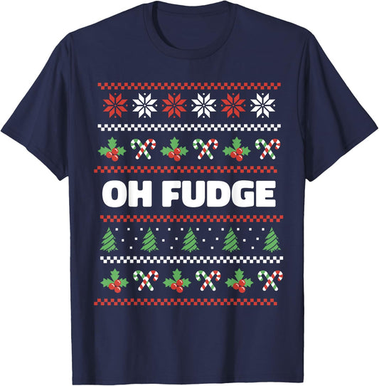 Oh Fudge Ugly Christmas Sweater T-Shirt - T-Shirt | Navy