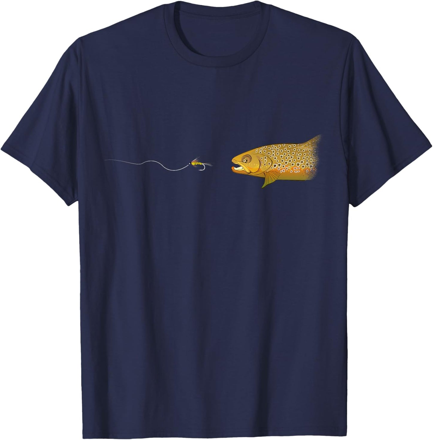 Fly Fishing Brown Trout Dry Fly Tying Fisherman T-Shirt - T-Shirt | Navy