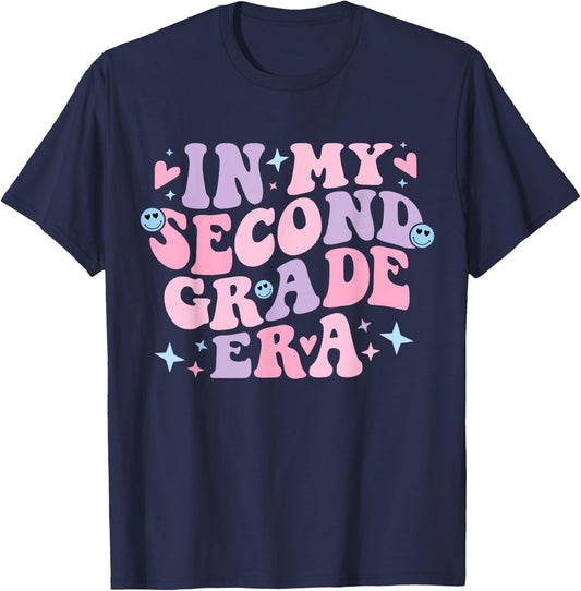 In My Second Grade Era Groovy Back to School Teaching Women T-Shirt - T-Shirt | Navy