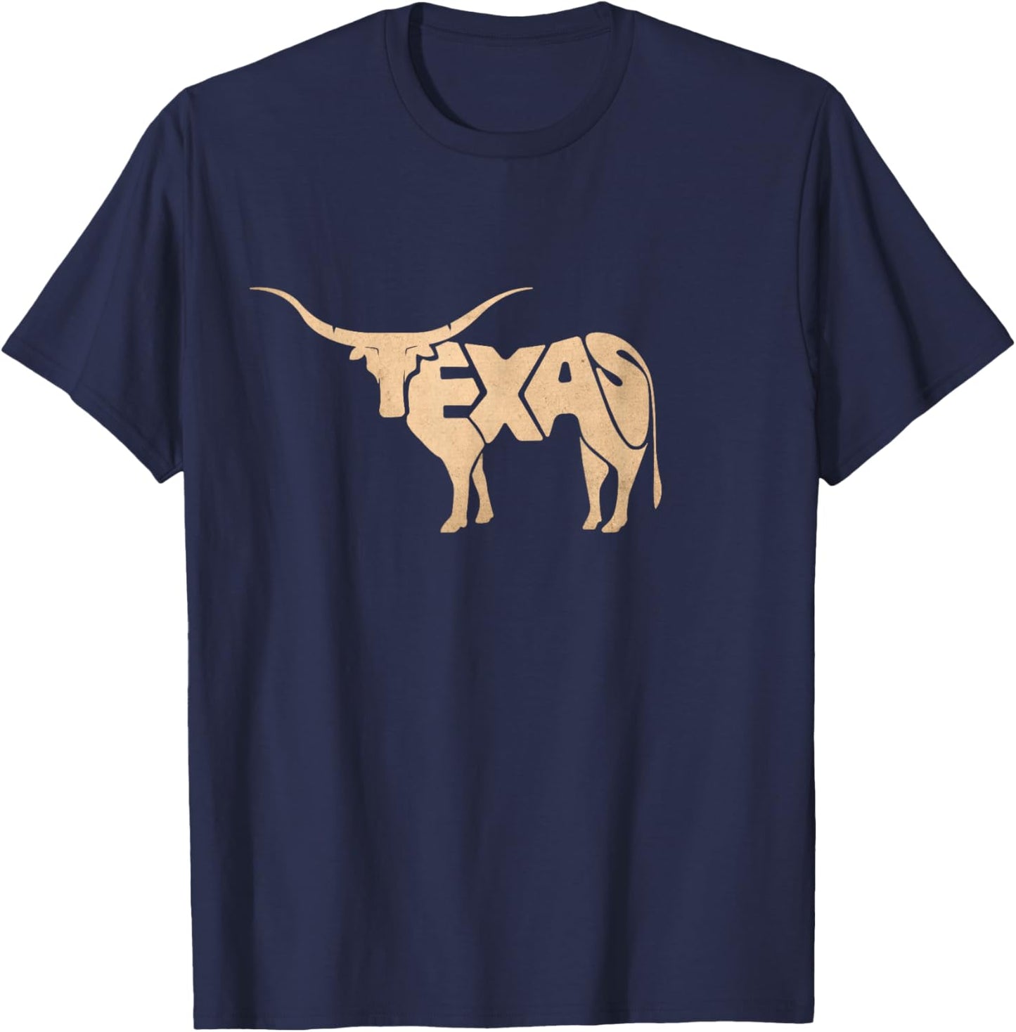 Texas Longhorn Word Art - Cool Animal T-Shirt - T-Shirt | Navy