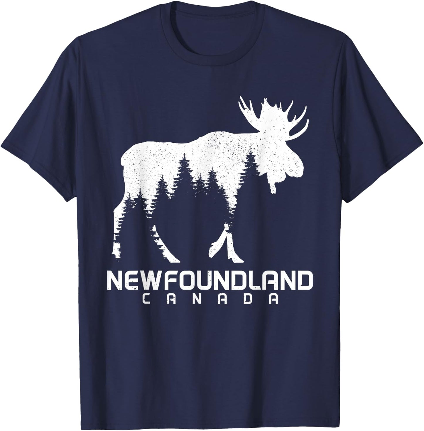 Newfoundland Canada Vintage Pride Souvenir Moose Nature T-Shirt - T-Shirt | Navy