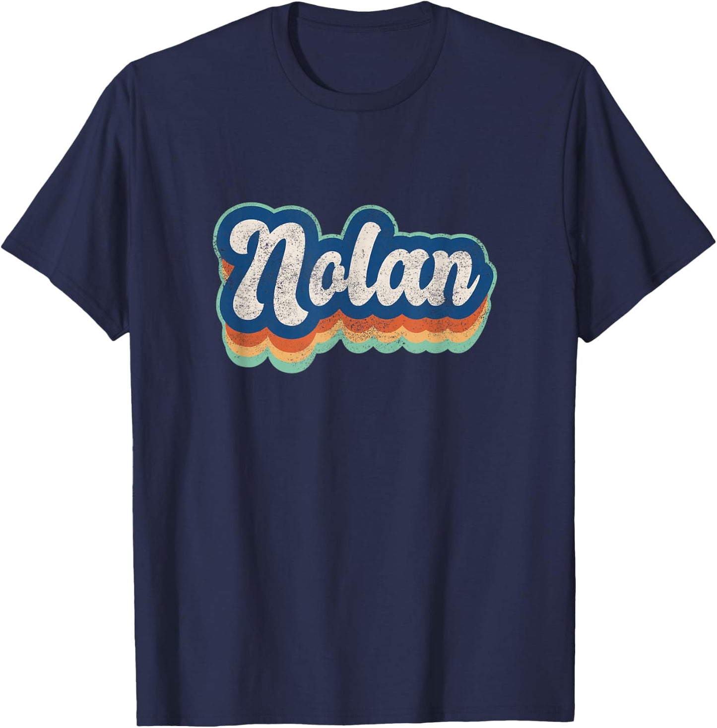 Nolan First Name Boy Vintage Style 70s 80s Personalized T-Shirt - T-Shirt | Navy