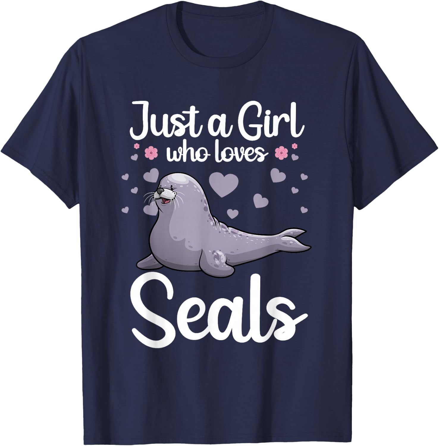 Cool Seal Art Women Sea Animal Lover Ocean Zookeeper T-Shirt - T-Shirt | Navy