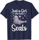Cool Seal Art Women Sea Animal Lover Ocean Zookeeper T-Shirt - T-Shirt | Navy