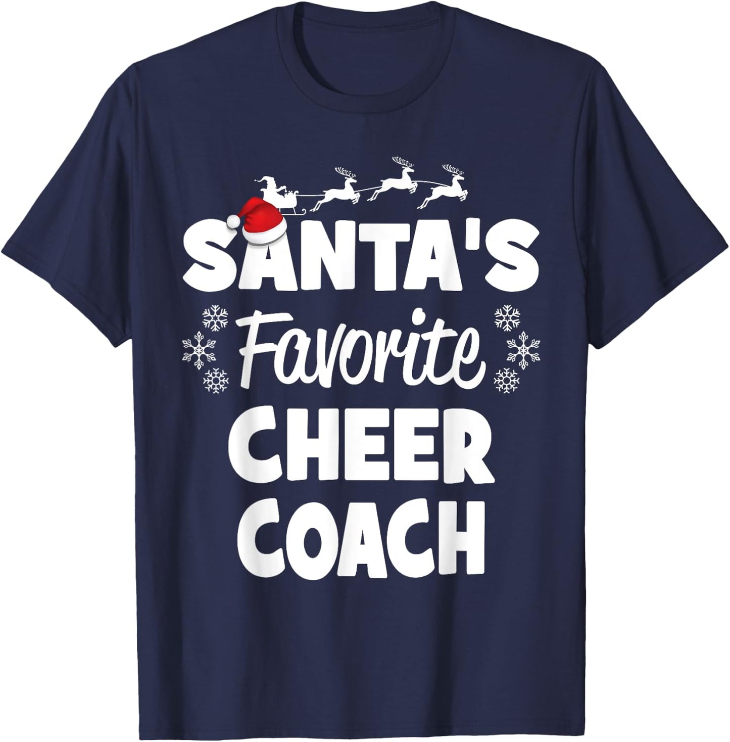 Santa's Favorite Cheer Coach Funny Christmas Matching T-Shirt - T-Shirt | Navy