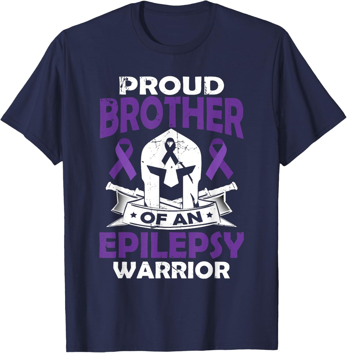 Proud Brother Of Epilepsy Warrior Seizure Disorder Awareness T-Shirt - T-Shirt | Navy