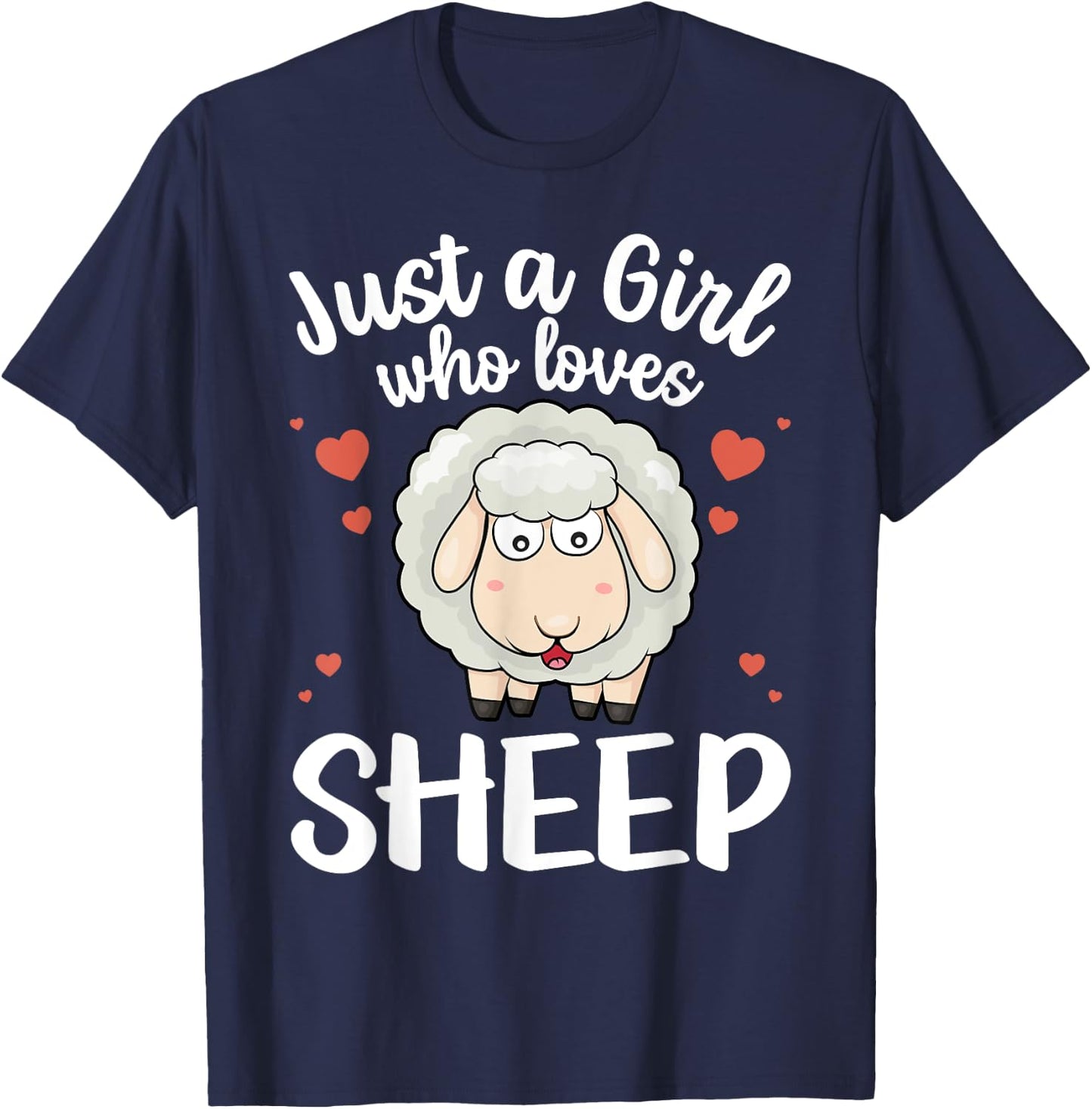 Cool Sheep Girls Kids Love Lamb Sheep Lover Farmer T-Shirt - T-Shirt | Navy