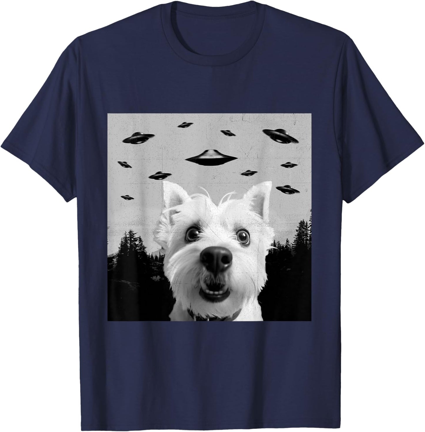 Alien UFO Funny West Highland White Terrier Westie Dog Lover T-Shirt - T-Shirt | Navy