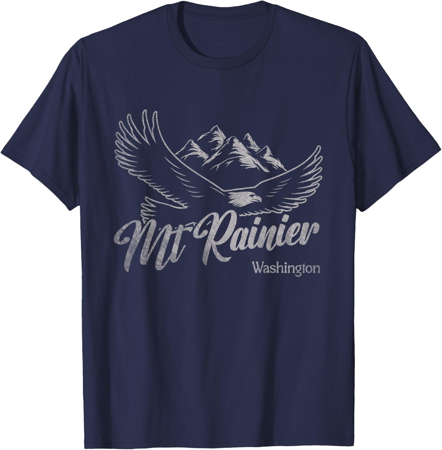 Vintage Mt Rainier Washington Mountains Eagle T-Shirt - T-Shirt | Navy