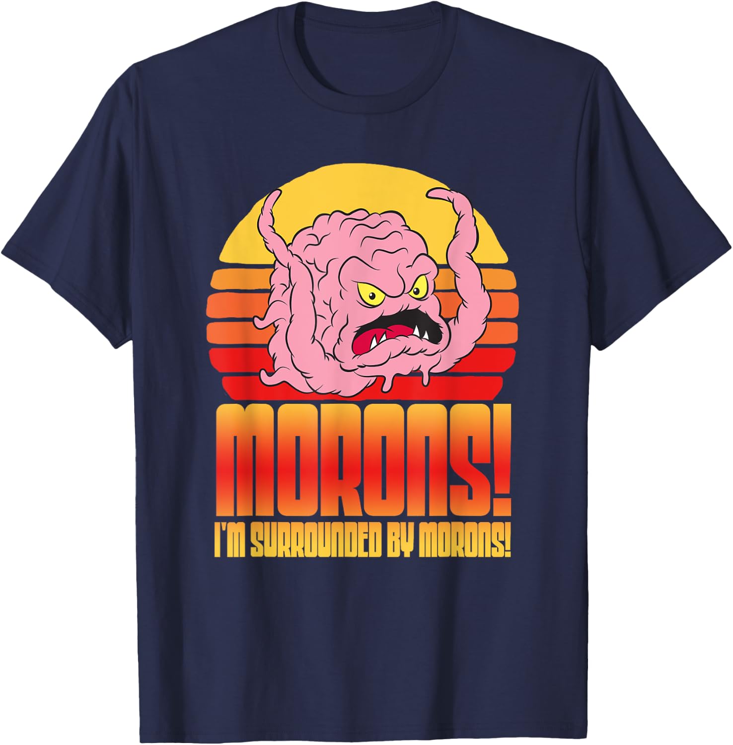 Mademark x Teenage Mutant Ninja Turtles - Krang: Morons! I’m Surrounded by Morons! TMNT Retro Funny T-Shirt - T-Shirt | Navy