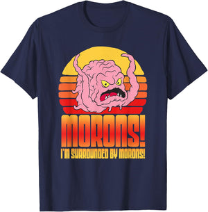Mademark x Teenage Mutant Ninja Turtles - Krang: Morons! I’m Surrounded by Morons! TMNT Retro Funny T-Shirt - T-Shirt | Navy