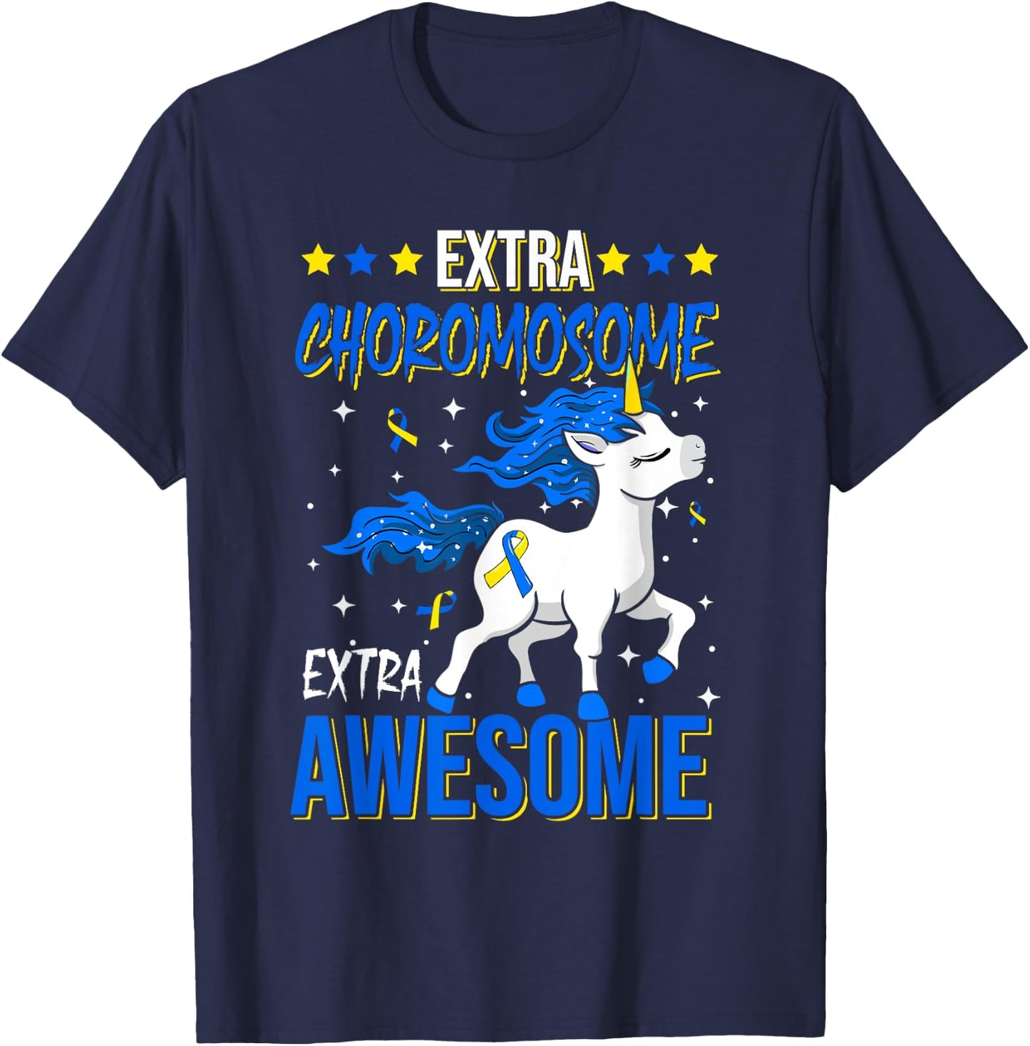 T21 Extra Chromosome Extra Awesome Down Syndrome Awareness T-Shirt - T-Shirt | Navy