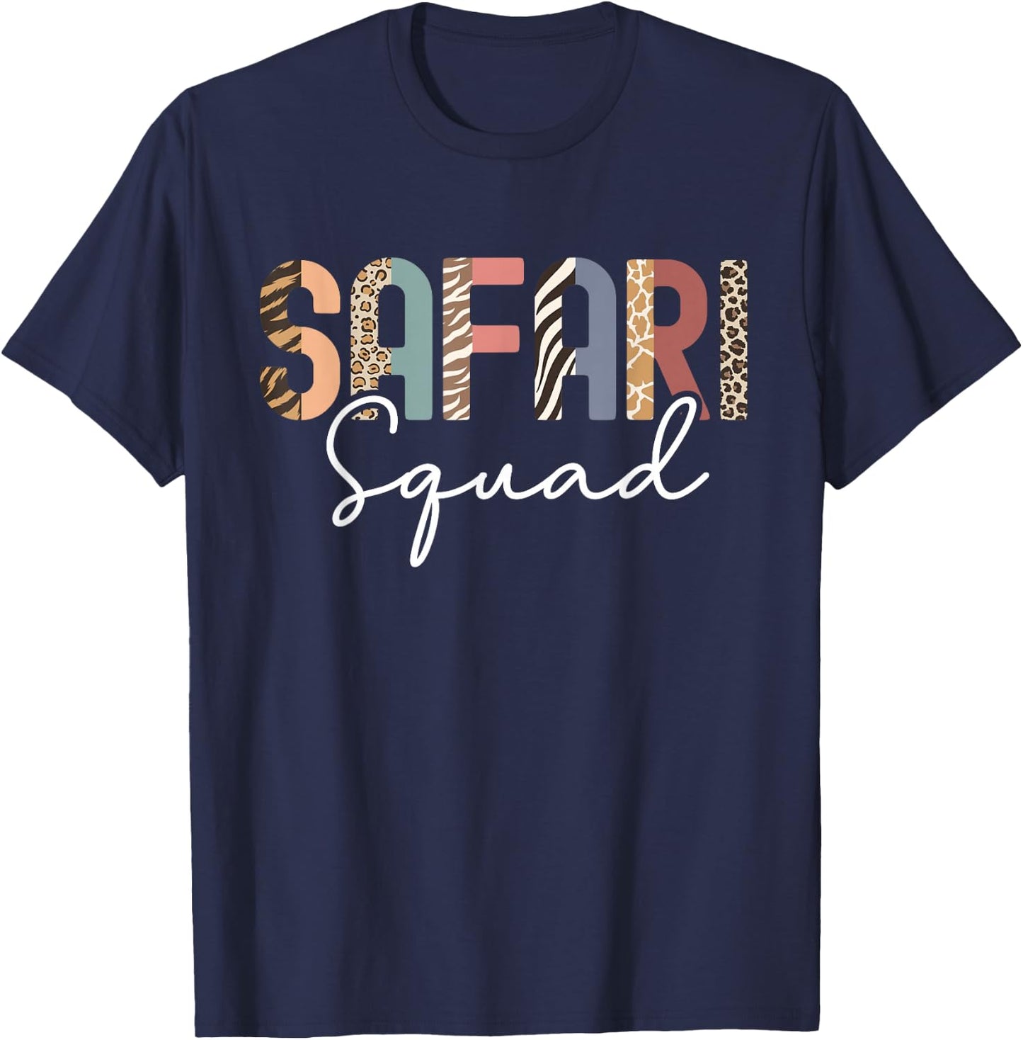 Safari Squad Animal Print African Vacation Matching Family T-Shirt - T-Shirt | Navy