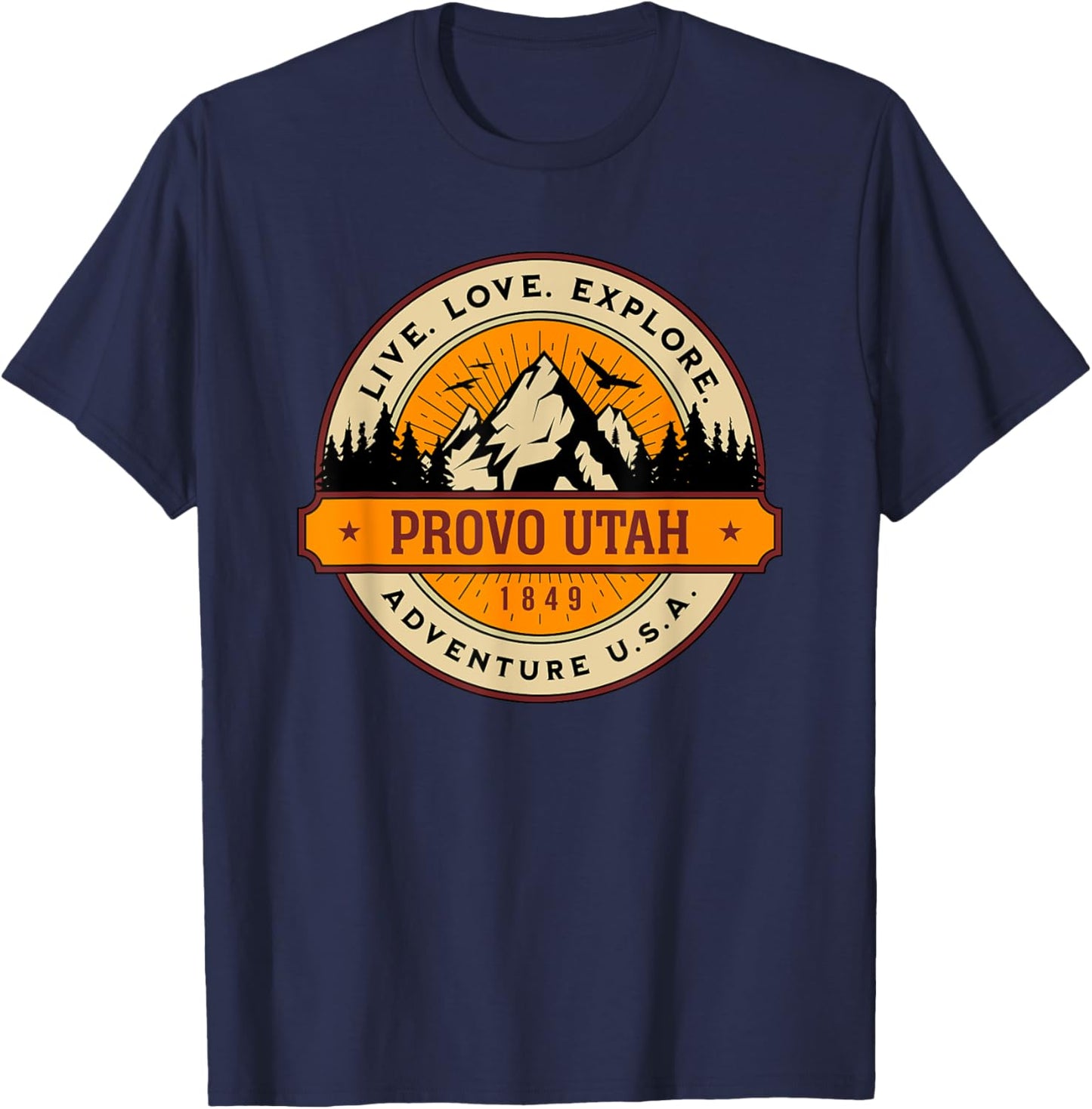 Provo Utah Adventure USA Vintage Style Design T-Shirt - T-Shirt | Navy