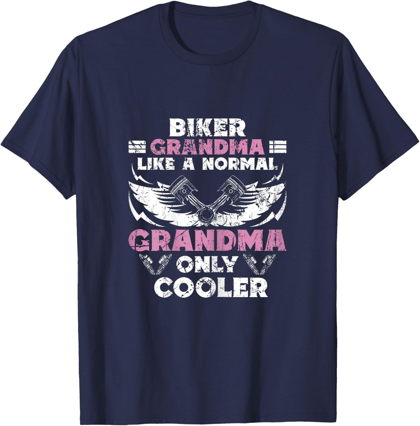 Biker Grandma Motorcycle Vintage Grandmother Motorbike T-Shirt - T-Shirt | Navy
