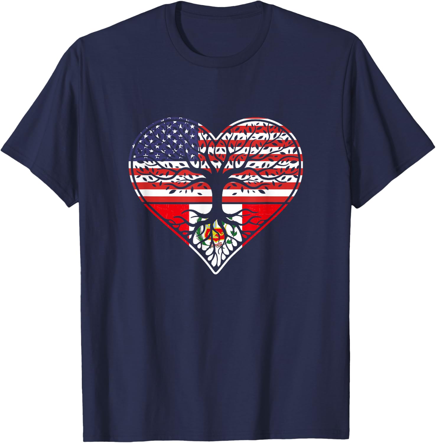 American Peruvian Roots Patriotic T-Shirt - T-Shirt | Navy