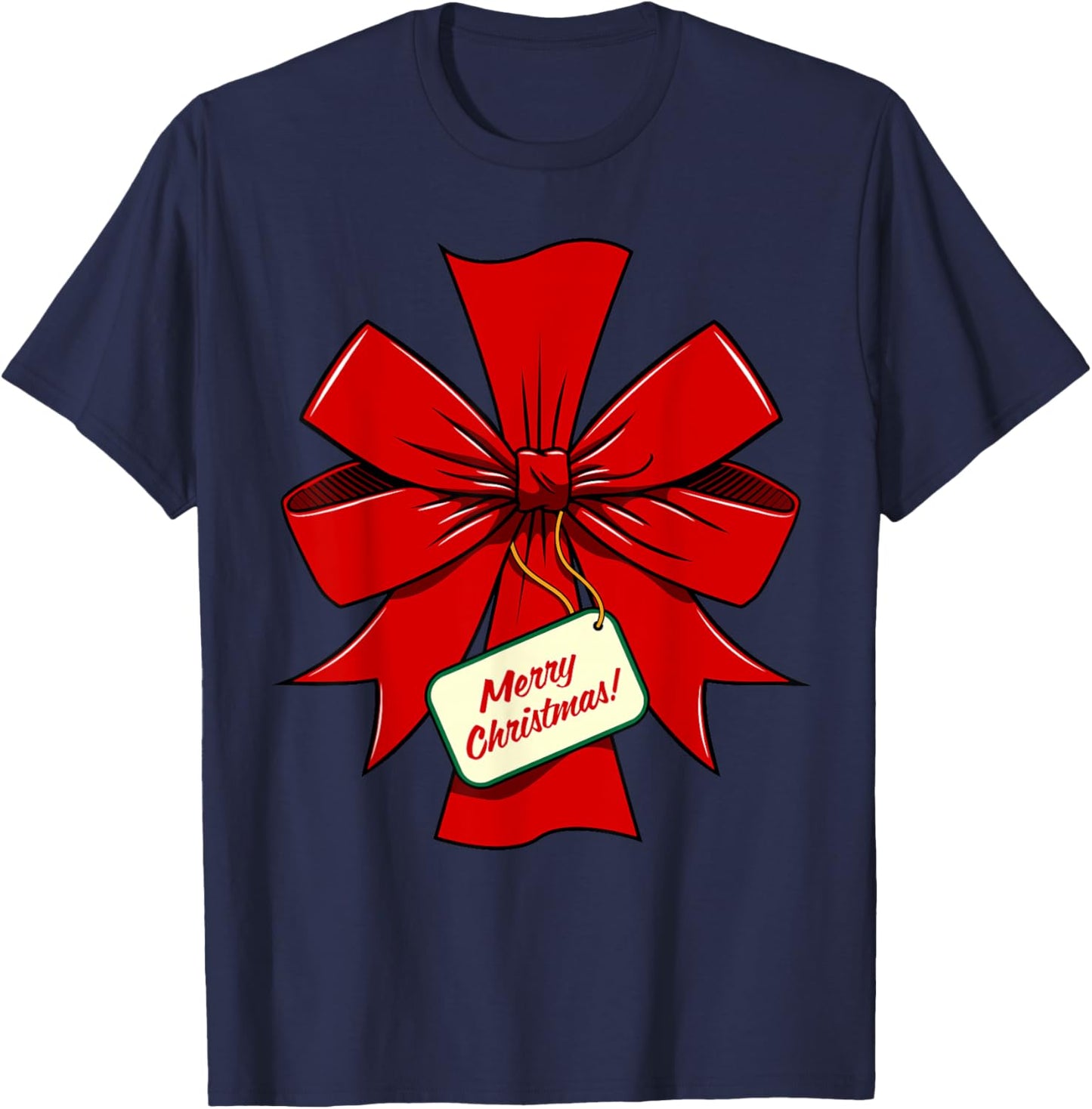 Cute Wrapped Christmas Ribbon Costume - Merry Christmas T-Shirt - T-Shirt | Navy
