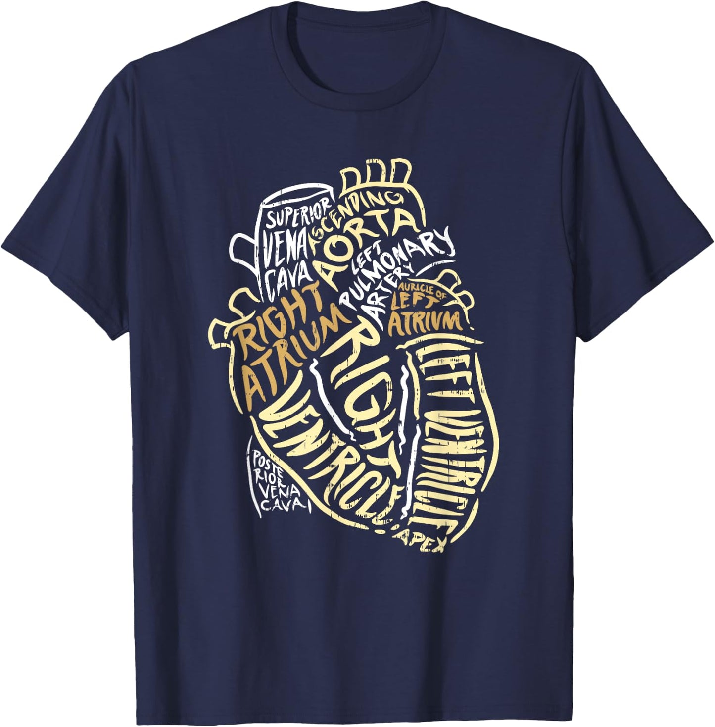Heart Specialist Anatomy Doctor Medical Biology Organ Artery T-Shirt - T-Shirt | Navy