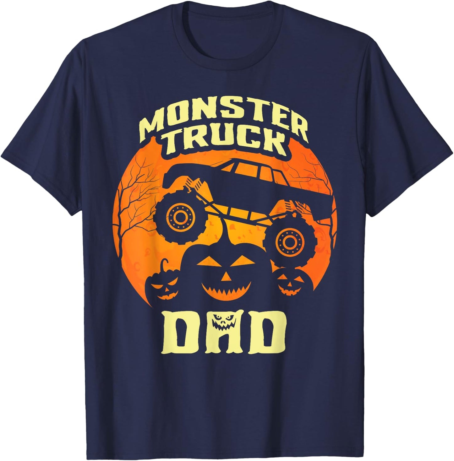 Monster Truck Dad Truck Lovers Pumpkins Halloween Costume T-Shirt - T-Shirt | Navy