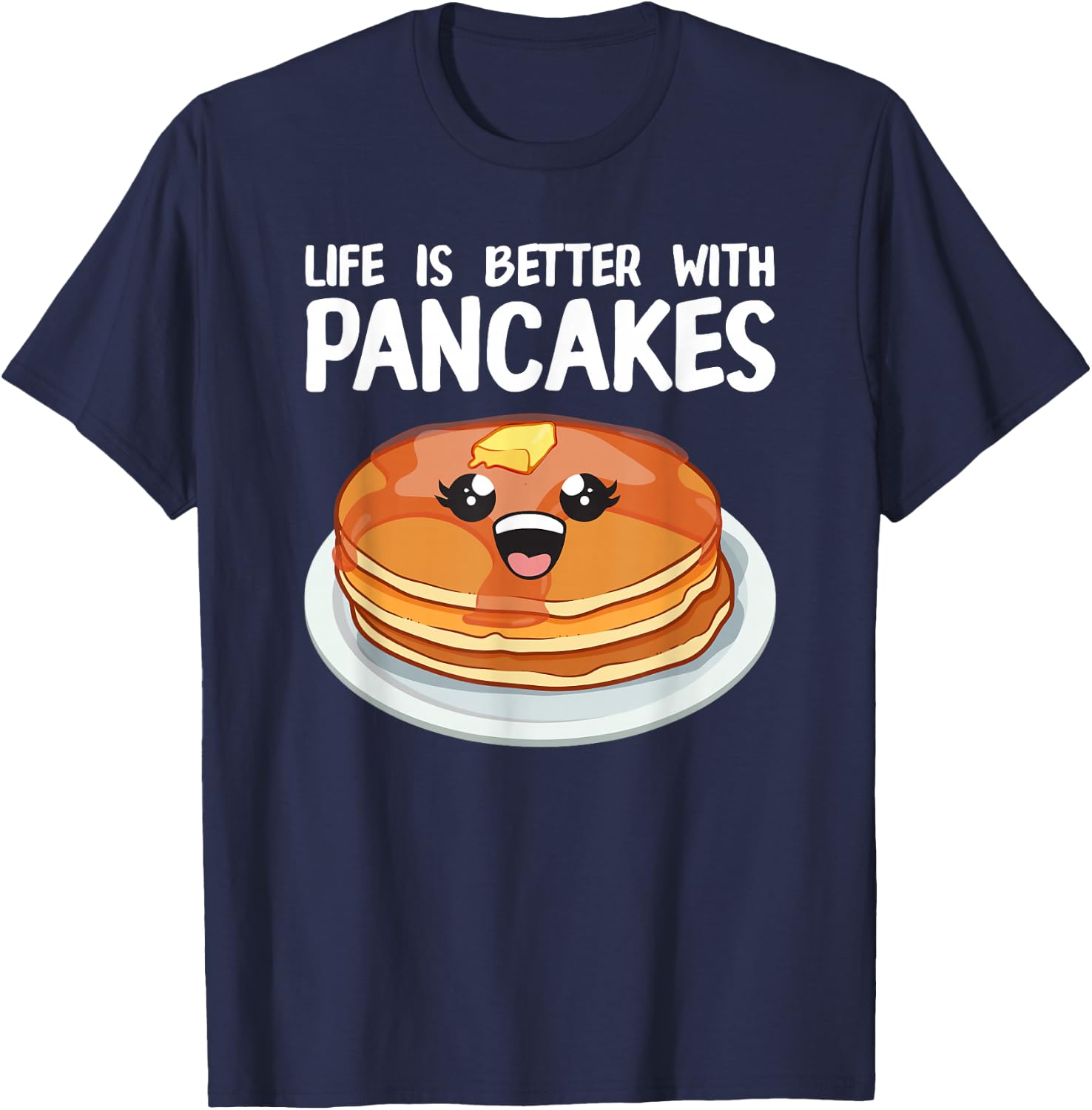 Funny Pancakes Art Men Women Brunch Breakfast Pancake Maker T-Shirt - T-Shirt | Navy
