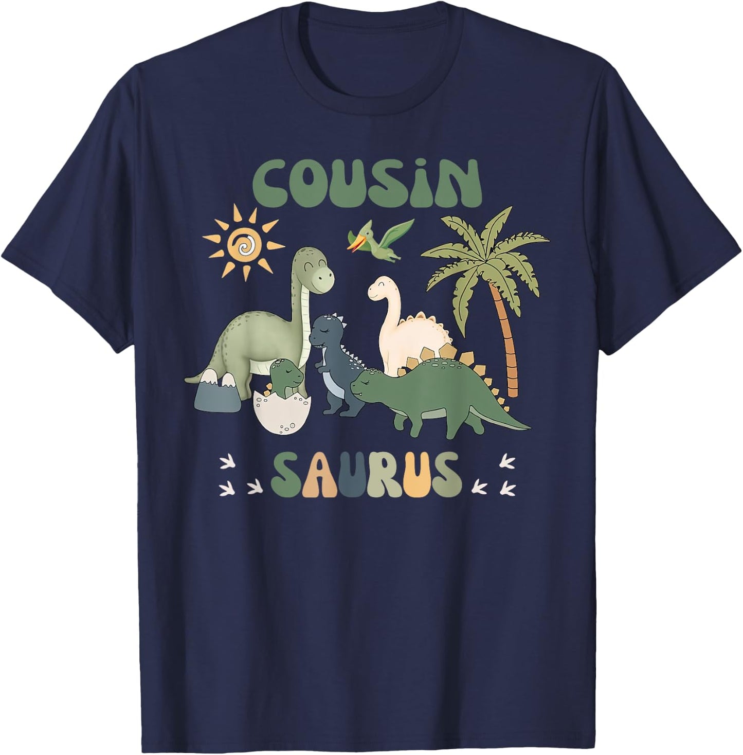 Cousinsaurus T Rex Dinosaur Cousin Saurus Family Matching T-Shirt - T-Shirt | Navy
