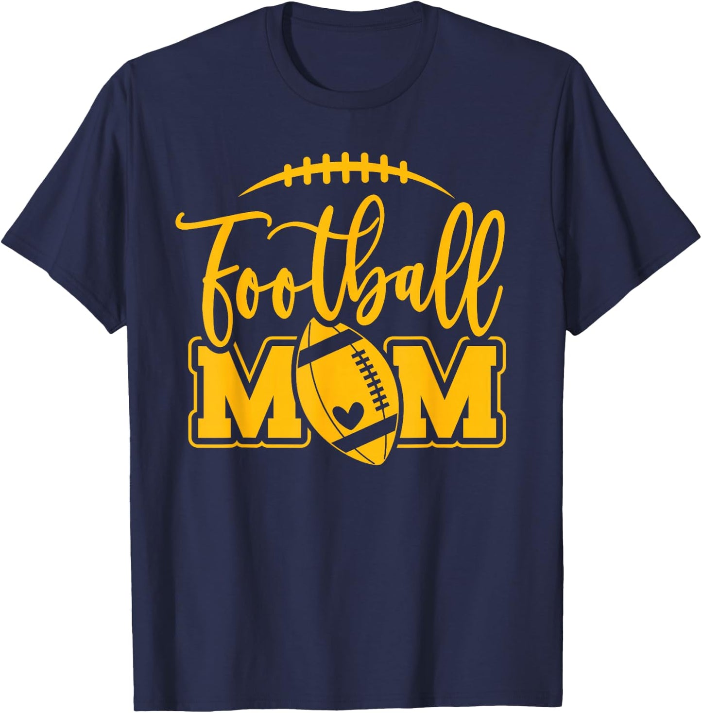 Game Day Blue and Yellow High School Football Football Mom T-Shirt - T-Shirt | Navy