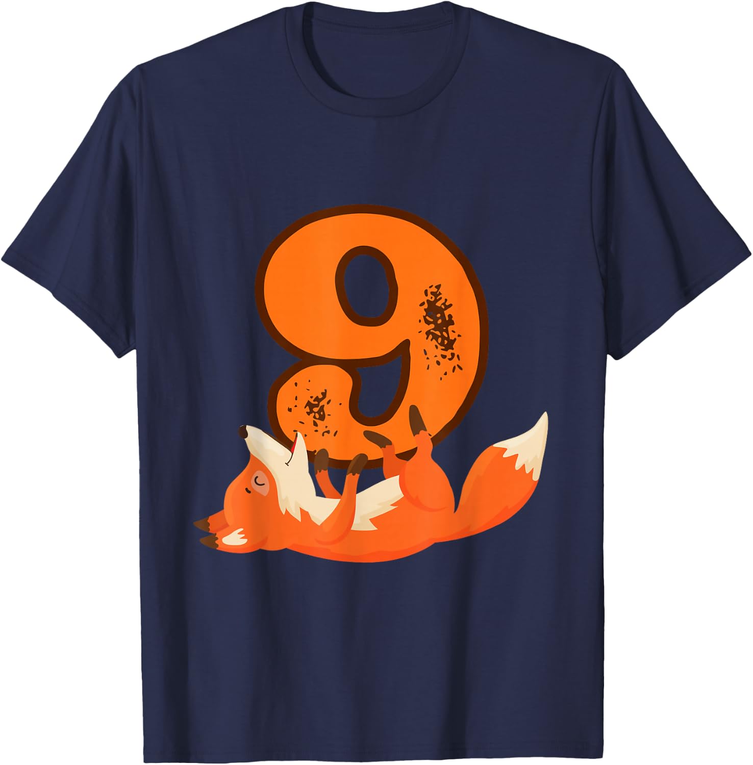 9th Birthday For Girls Gift Funny 9 Years Old Boy Fox T-Shirt - T-Shirt | Navy