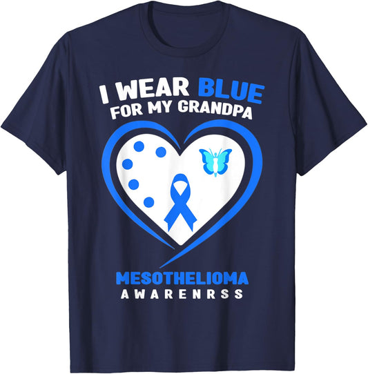 I Wear Blue For My Grandpa Mesothelioma Awareness T-Shirt - T-Shirt | Navy