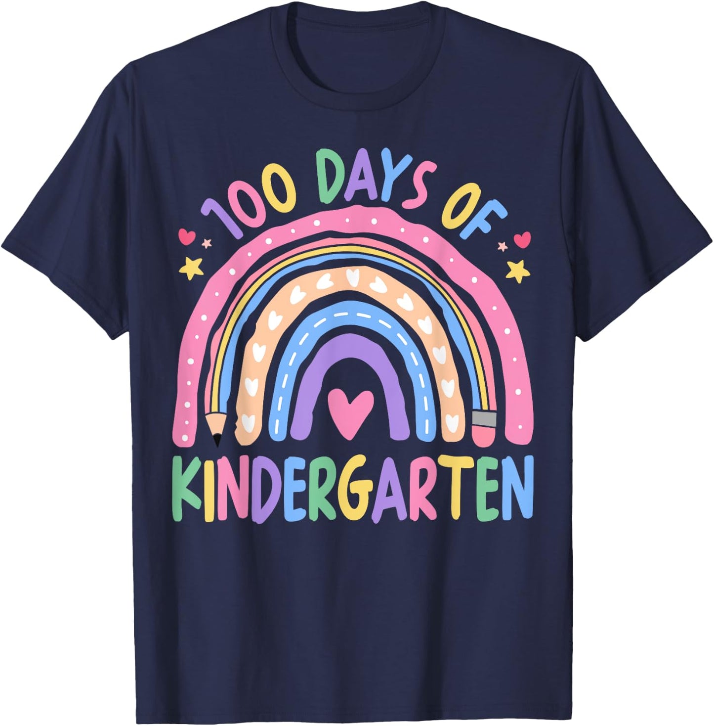 100th Day of Kindergarten Teacher Kids 100 Days Smarter T-Shirt - T-Shirt | Navy