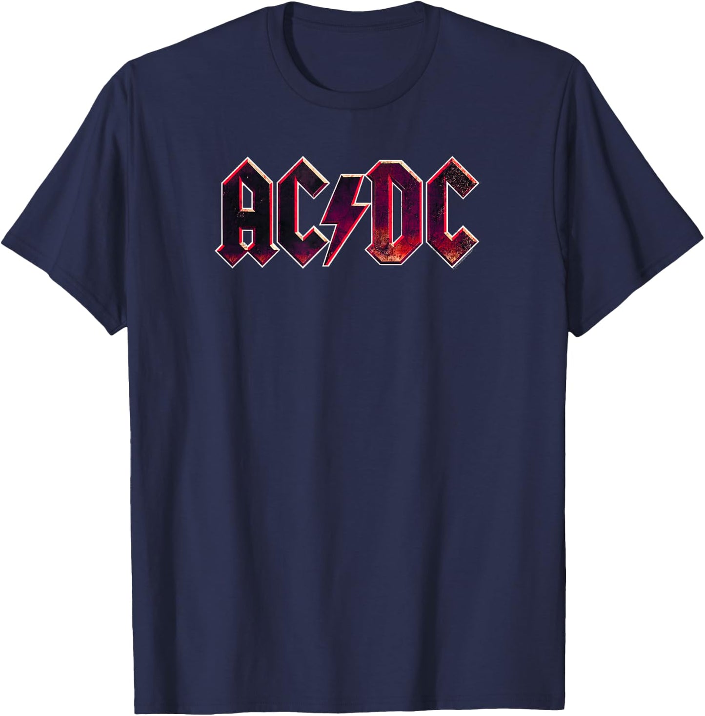 Official AC/DC Raw Distressed Logo Vintage T-Shirt - T-Shirt | Navy