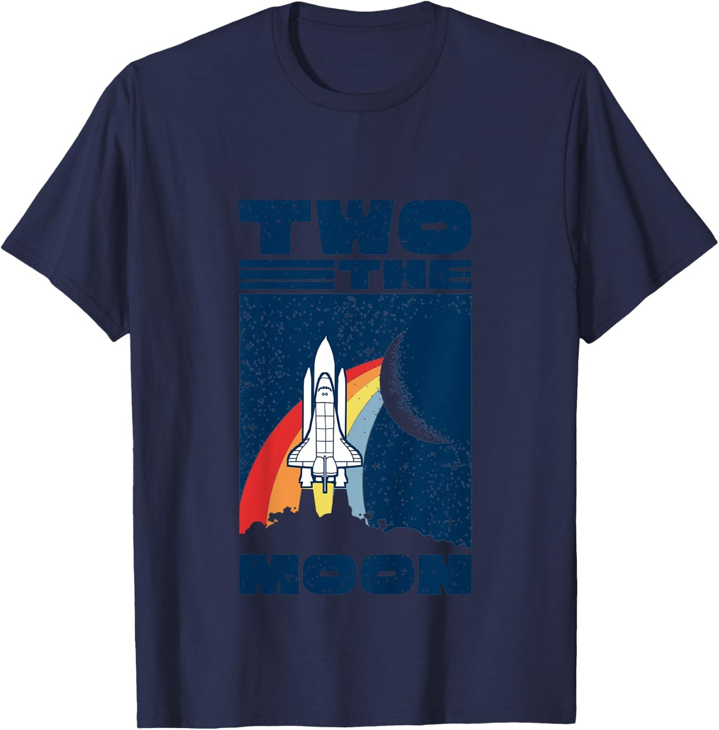 Vintage Retro Two The Moon 2 Year Old 2nd Birthday Party T-Shirt - T-Shirt | Navy
