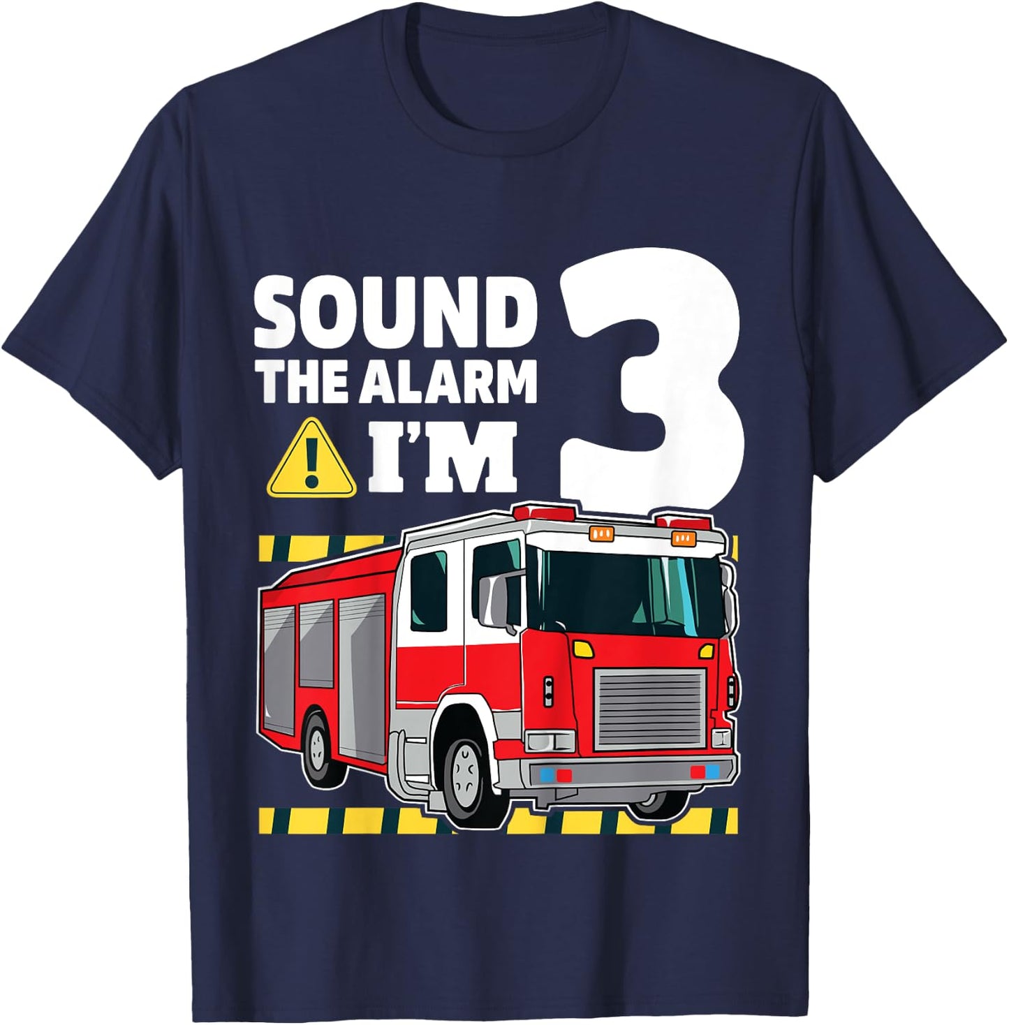 Kids 3rd Birthday Boy Fire Truck 3 Three Year Old Firefighter T-Shirt - T-Shirt | Navy