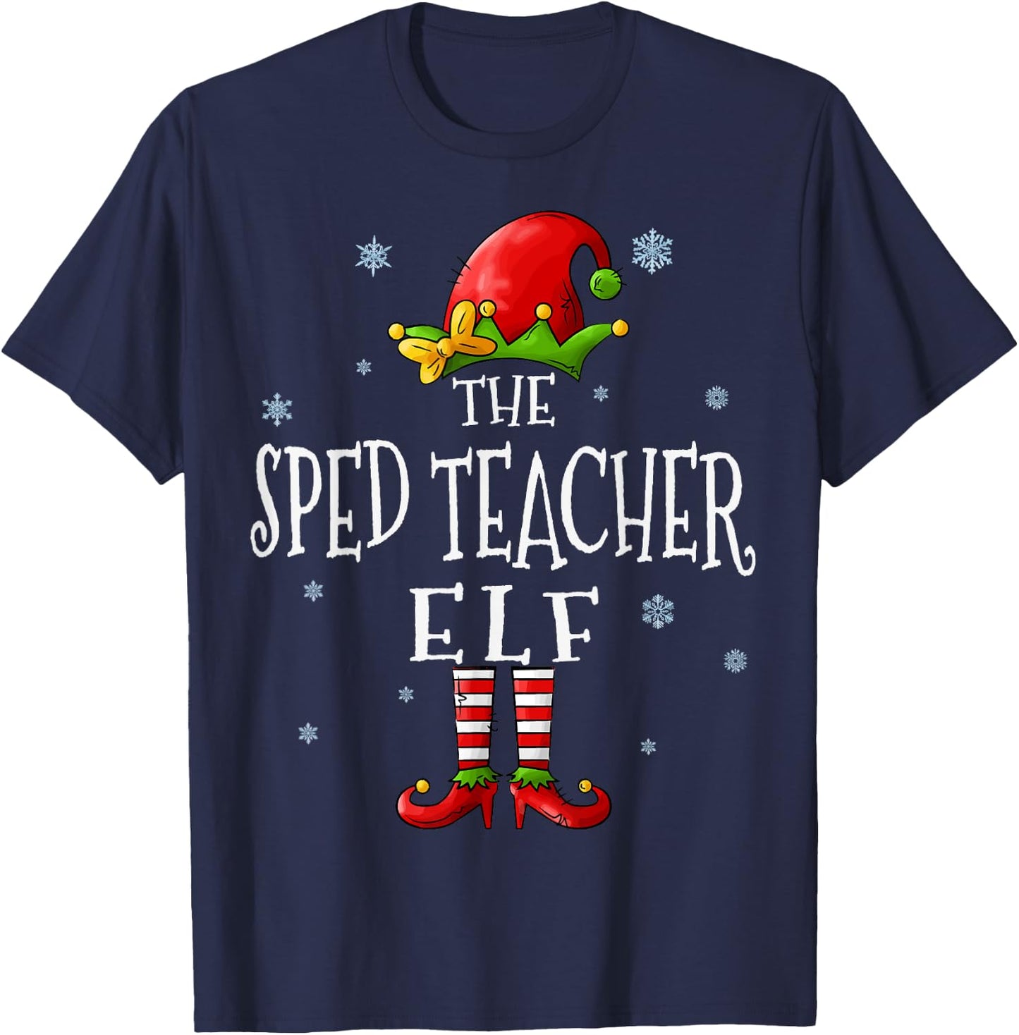 The Sped Teacher Elf Squad Funny Groupe Matching Christmas T-Shirt - T-Shirt | Navy