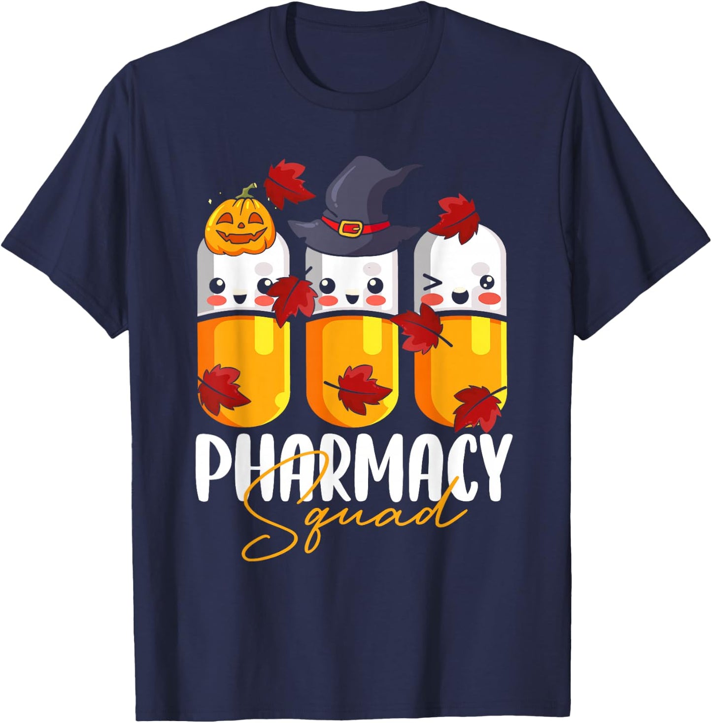 Pharmacy Squad Pharmacist Pumpkin Fall Thanksgiving T-Shirt - T-Shirt | Navy