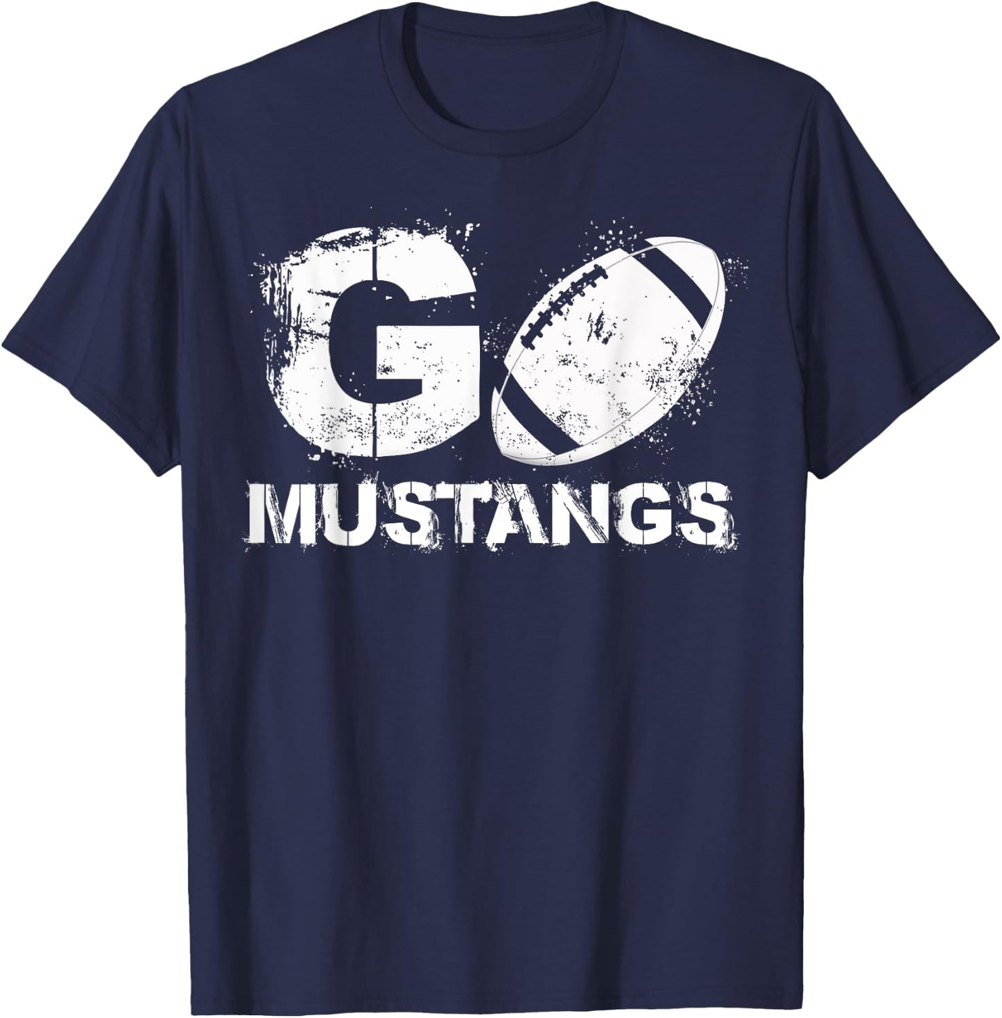 Football Go Mustangs T-Shirt - T-Shirt | Navy