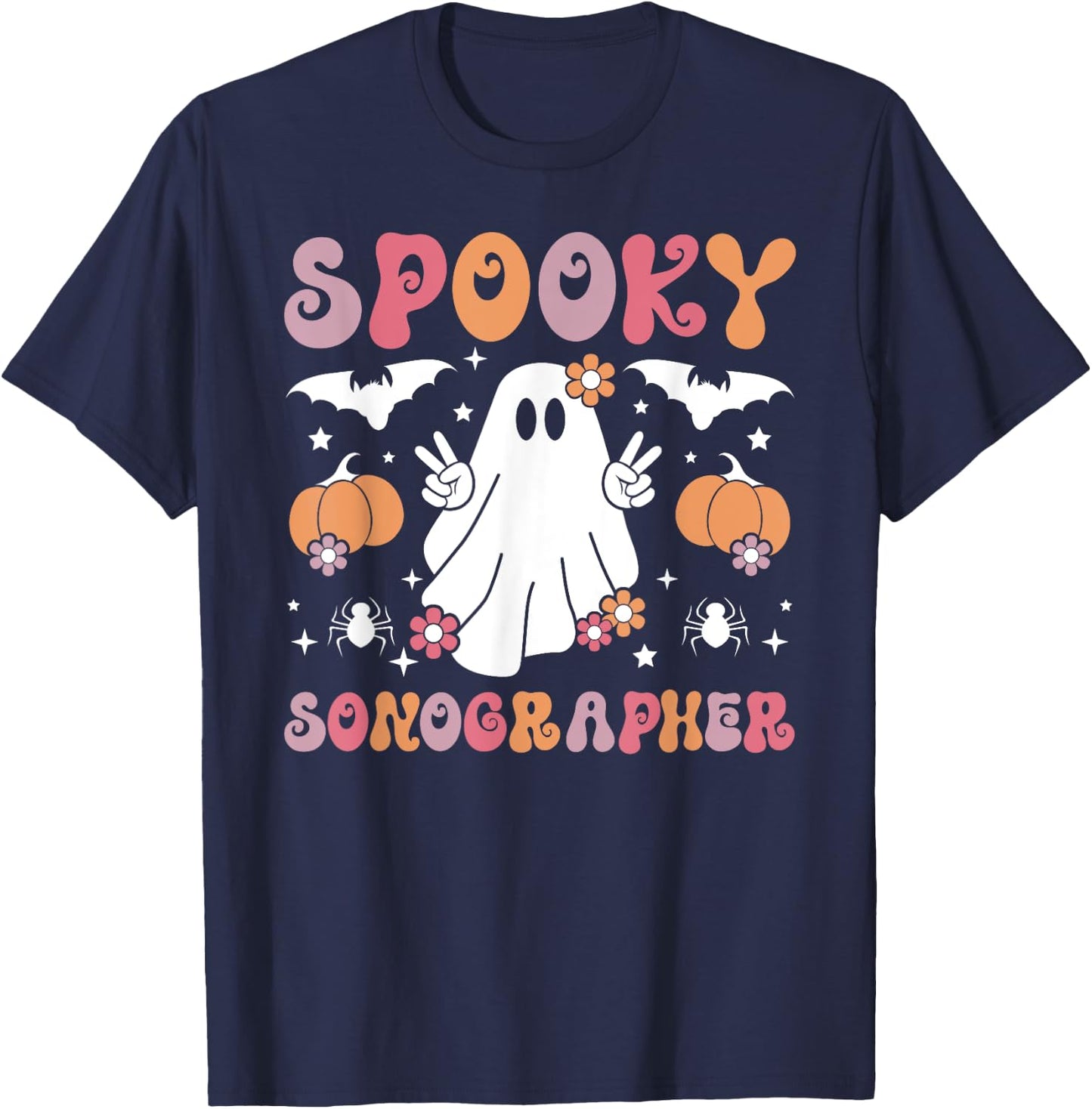 Spooky Sonographer Halloween Sonography T-Shirt - T-Shirt | Navy