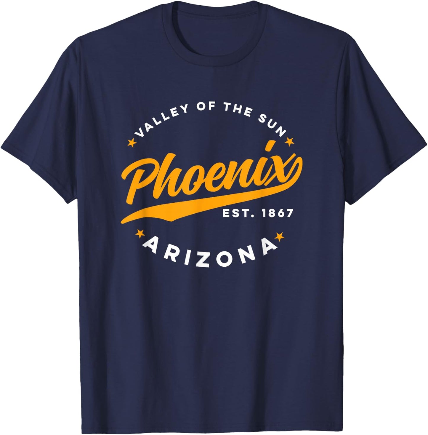 Vintage Phoenix Arizona Valley of the Sun Orange Text T-Shirt - T-Shirt | Navy