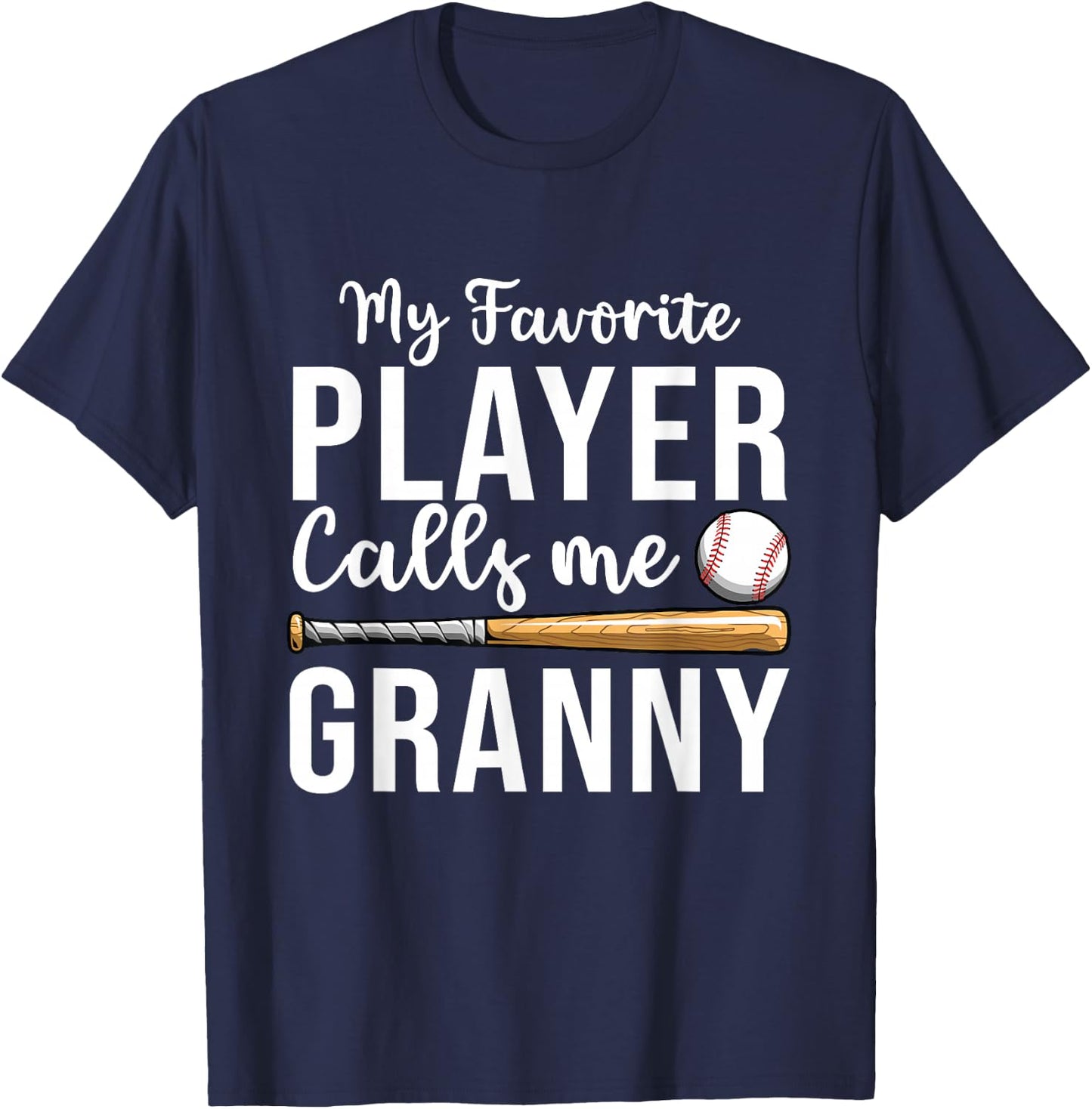 Baseball Granny Shirt, Favorite Baseball Player Grandma T-Shirt - T-Shirt | Navy