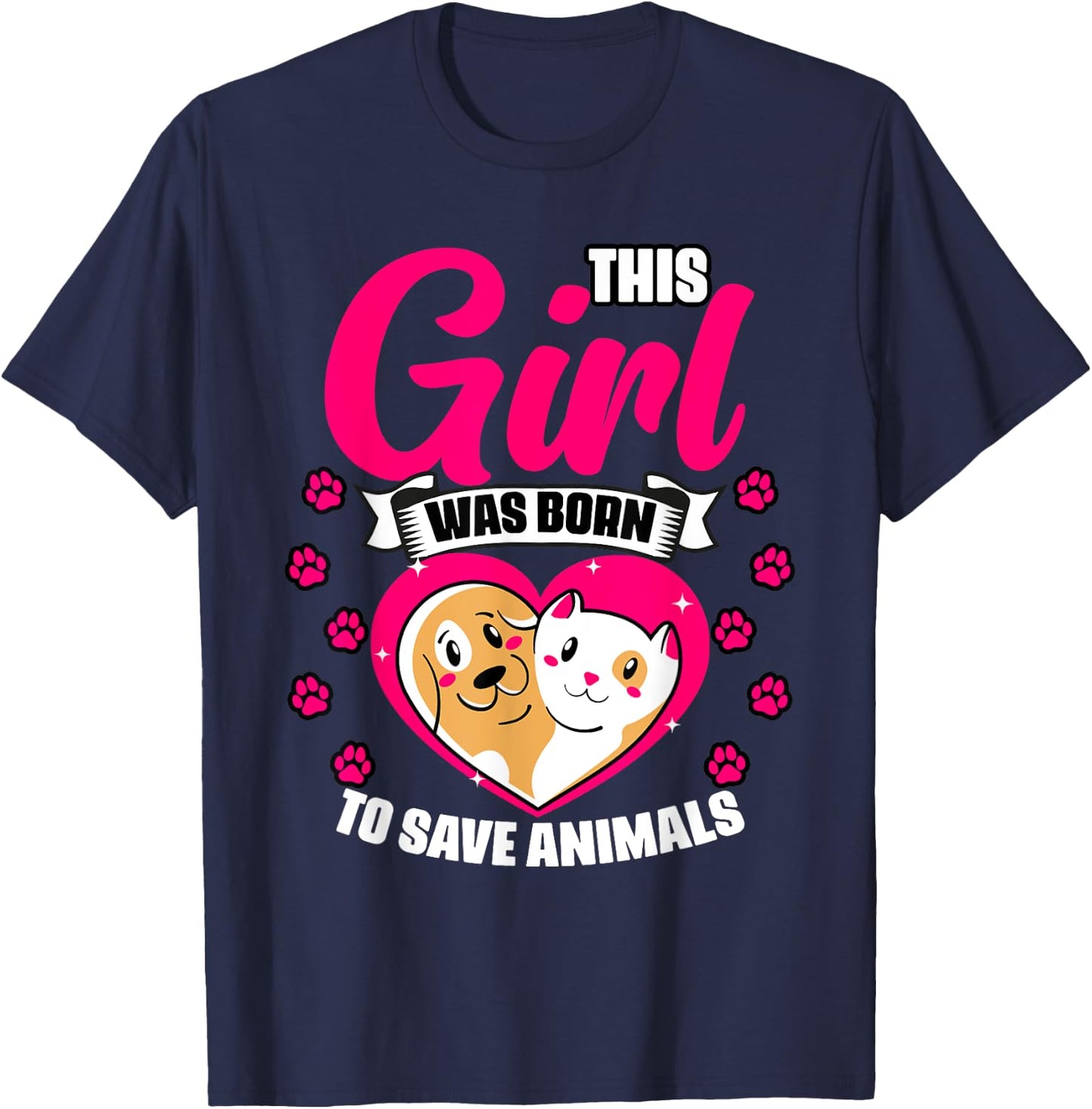 Awesome This Girl Was Born To Save Animals Veterinary Crew T-Shirt - T-Shirt | Navy