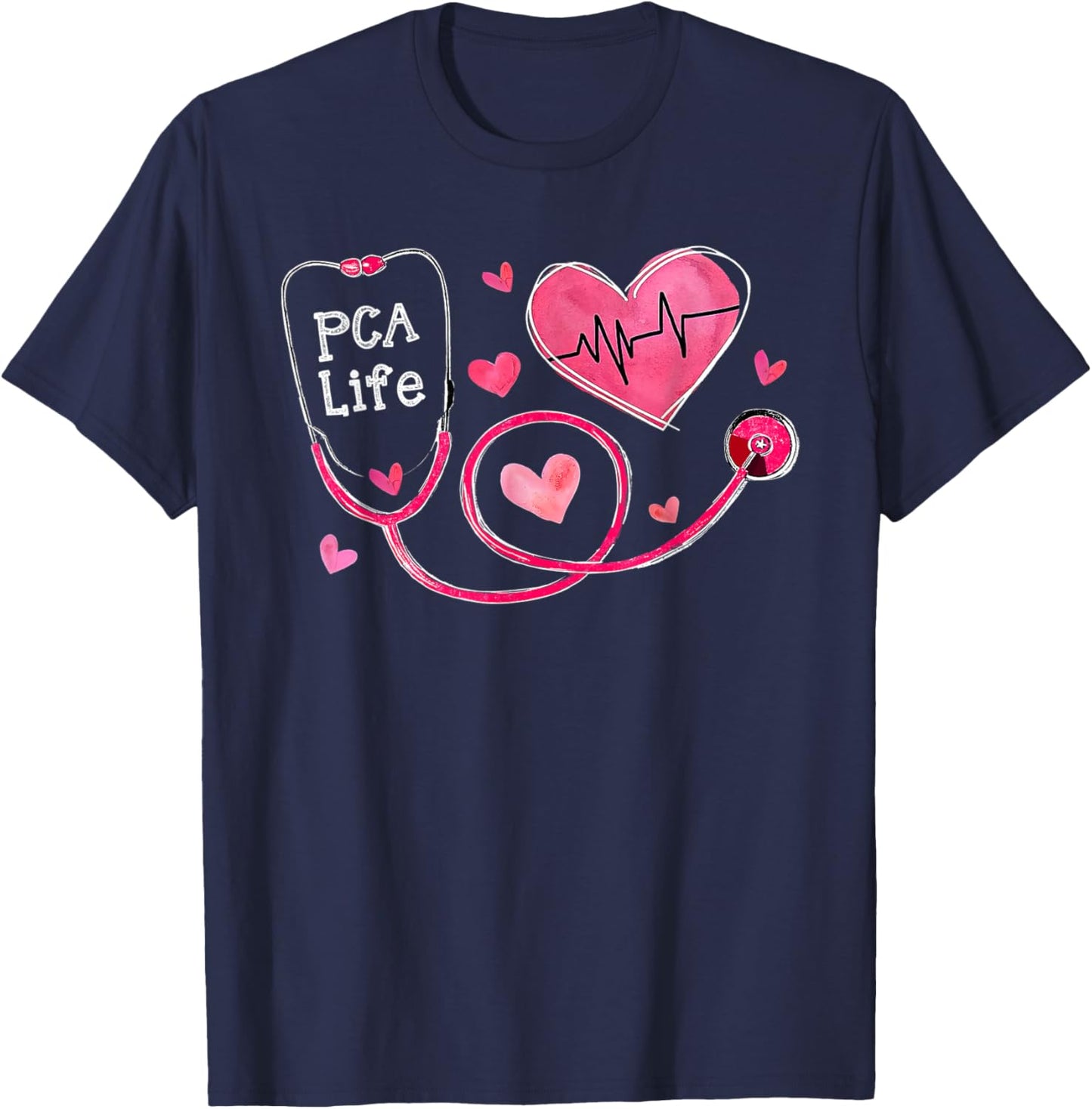 Pca Life Valentine Heart Stethoscope T-Shirt - T-Shirt | Navy