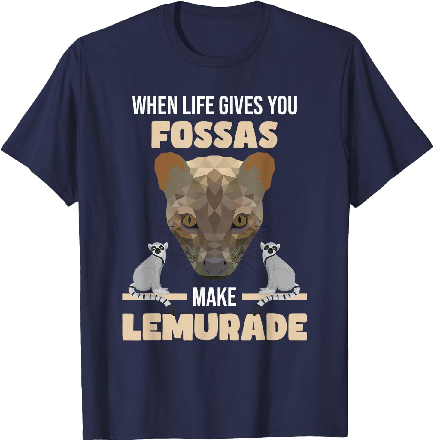 Fossa Hunting Lemurs | Carnivore Fossa Graphic | Madagascar T-Shirt - T-Shirt | Navy